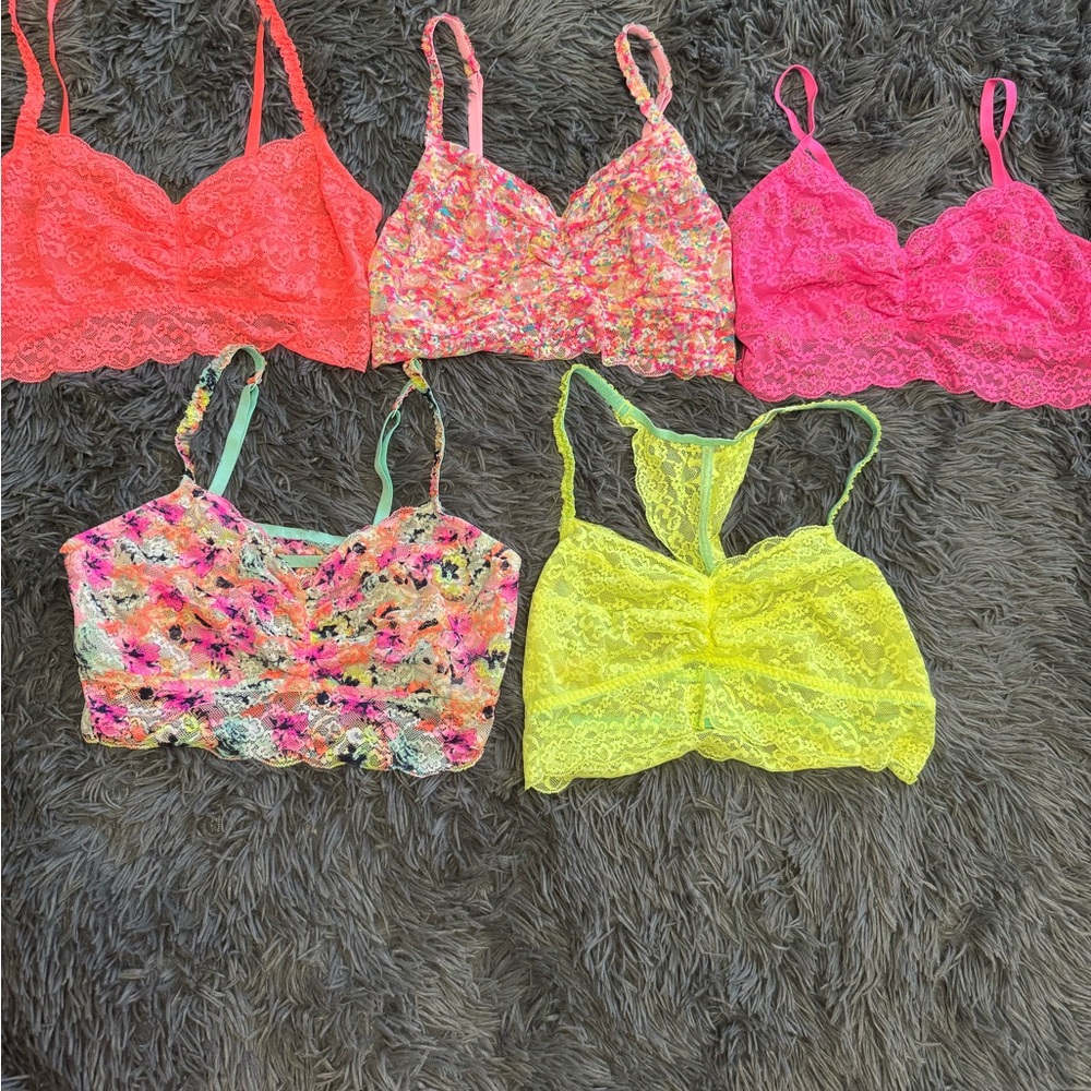 PINK Victoria's Secret Orange and Pink Lace Bandeau